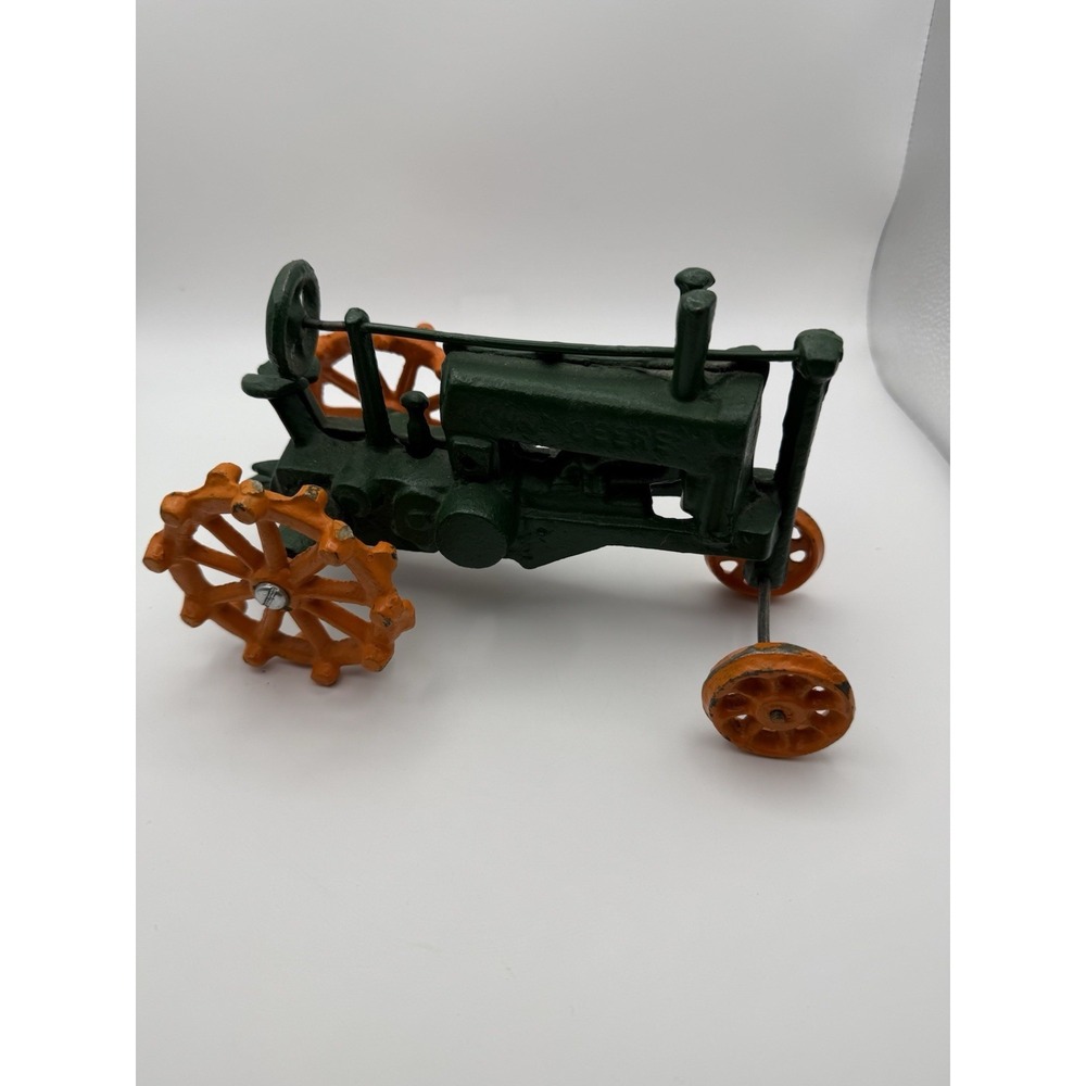 John Deere Tractor Large 12" x 7" Vintage Heavy Cast Iron Antique Farm Toy RARE